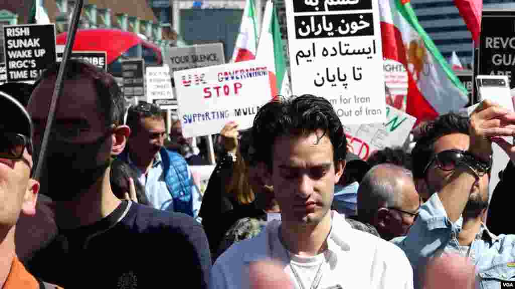 تجمع و راهپیمایی اعتراضی در لندن با درخواست افزوده شدن سپاه به فهرست سازمان‌های تروریستی - شنبه ۹ اردیبهشت ۱۴۰۲