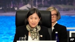 美國貿易代表戴琪（Katherine Tai）2023年11月15日在舊金山參加亞太經合組織高峰會。 （美聯社資料照）