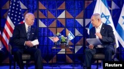 美國總統喬·拜登（Joe Biden）2023年11月與以色列總理內塔尼亞胡（Benjamin Netanyahu）會面。