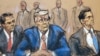 En un boceto de la sala del tribunal, el expresidente de EEUU, Donald Trump, se sienta entre los abogados Todd Blanche y John Lauro en un tribunal federal en Washington, el 3 de agosto de 2023. Trump se postula para presidente a pesar de todos los cargos penales en su contra.