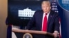 Presiden Amerika Donald Trump memberikan keterangan pers di Gedung Putih, Jumat (22/5). 