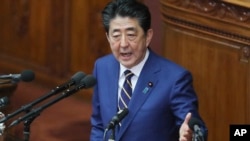 時任日本首相的安倍晉三(美聯社2020年1月20日)