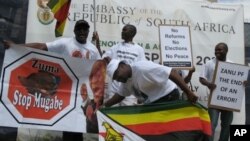 Zimbabwean opposition activists in the United States chose the South African embassy in Washington as the target of their latest protest demanding reforms in their home country.