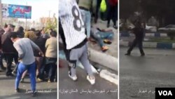 تصویر سمت راست مربوط به شلیک ماموران به سمت معترضان در شهریار است. 