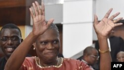 L'ex-Première dame ivoirienne Simone Gbagbo au tribunal à Abidjan, le 9 Mai 2016. AFP PHOTO / ISSOUF SANOGO