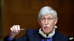 En esta foto del 7 de mayo de 2020 el Dr. Francis Collins, director de los Institutos Nacionales de Salud, NIH, habla durante una audiencia en el Senado de EE.UU.