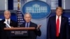 FILE - President Donald Trump and Vice President Mike Pence listen as Dr. Anthony Fauci, director of the National Institute of Allergy and Infectious Diseases, speaks about the coronavirus, April 17, 2020. 