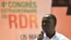 Le président ivoirien et leader du parti libéral RDR (Rassemblement des républicains - Rassemblement des républicains) Alassane Ouattara lors d'un congrès extraordinaire du RDR à Abidjan, le 5 mai 2018.